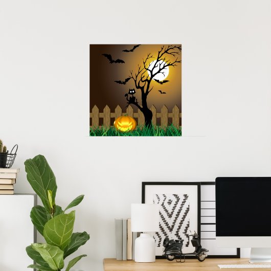 Beängstigende Halloween-Gartenlandschaft Poster (Heimbüro)