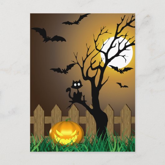 Beängstigende Halloween-Gartenlandschaft Postkarte (Vorderseite)