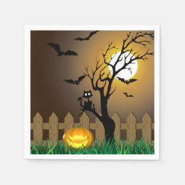 Beängstigende Halloween-Gartenlandschaft Serviette
