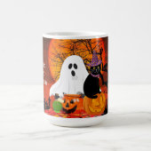 Beängstigende Halloween-Geist und Schwarze Katze Kaffeetasse (Mittel)