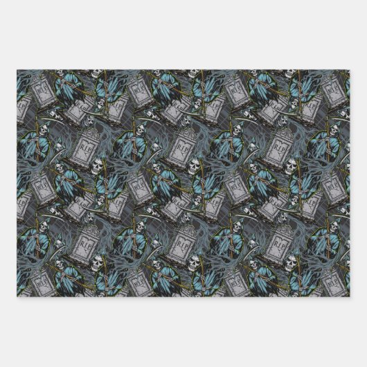 Beängstigende Halloween Grim Sensenmann Grave Ston Geschenkpapier Set (Vorderseite)