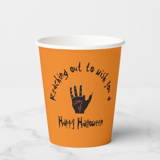 Beängstigende Halloween-Hand Pappbecher (Rückseite)