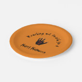 Beängstigende Halloween-Handpapierplatte Pappteller (Schrägansicht)