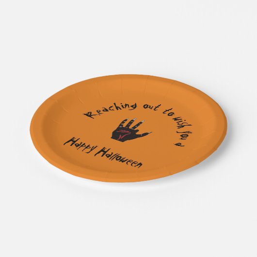 Beängstigende Halloween-Handpapierplatte Pappteller (Schrägansicht)