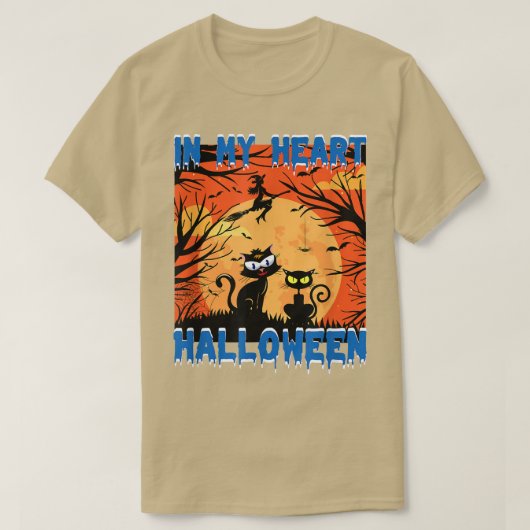 Beängstigende Halloween-Herzdesign Besen T - Shirt (Design vorne)
