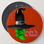 Beängstigende Halloween-Hexe Button (Vorne & Hinten)