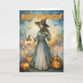 Beängstigende Halloween-Hexe Feiertagskarte (Vorderseite)