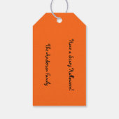 Beängstigende Halloween Hexe und Crazy Smile Pumpk Geschenkanhänger (Rückseite)