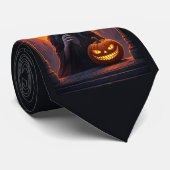 Beängstigende Halloween Hexe und Crazy Smile Pumpk Krawatte (Gerollt)