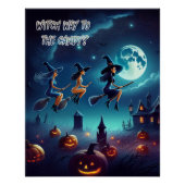 Beängstigende Halloween-Hexen, die zum Party gehen Poster (Vorderseite)