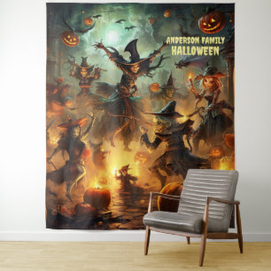 Beängstigende Halloween-Hexen Wandteppich