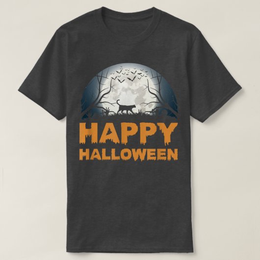 Beängstigende Halloween-Katzengestalterin T - Shir T-Shirt (Design vorne)