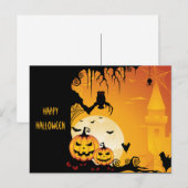 Beängstigende Halloween-Kürbis und Vollmond Postkarte (Vorne/Hinten)