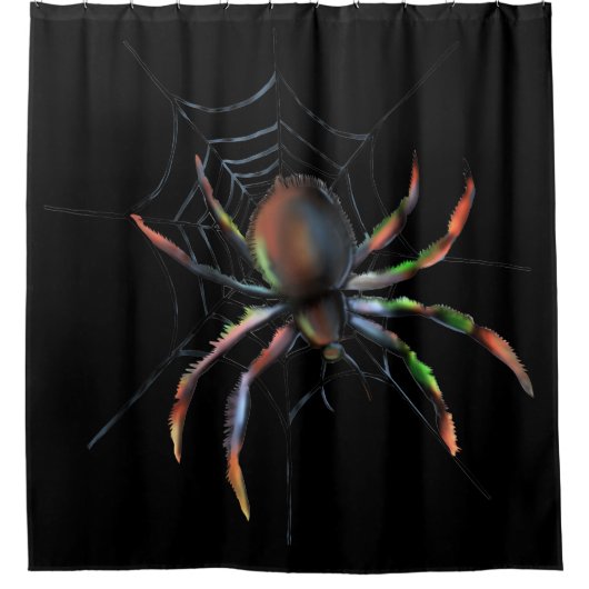 Beängstigende Halloween-Metallspinne und Webspinne Duschvorhang (Vorderseite)