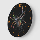 Beängstigende Halloween-Metallspinne und Webspinne Große Wanduhr (Winkel)