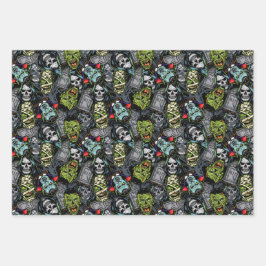 Beängstigende Halloween Monster Zombies Vampires M Geschenkpapier Set