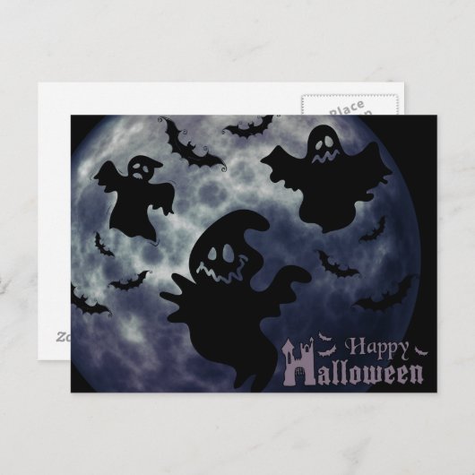 Beängstigende Halloween-Nacht mit Geistern Postkarte (Vorne/Hinten)
