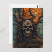 Beängstigende Halloween-Nacht mit Hexe Postkarte (Vorne/Hinten)