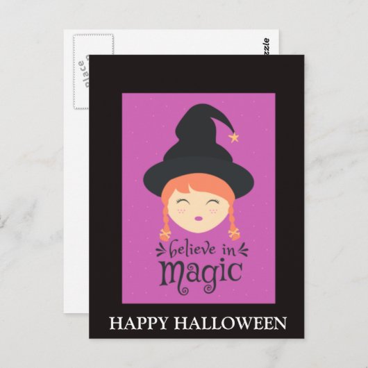 Beängstigende Halloween-Nacht mit Hexenfeind-Party Postkarte (Vorne/Hinten)