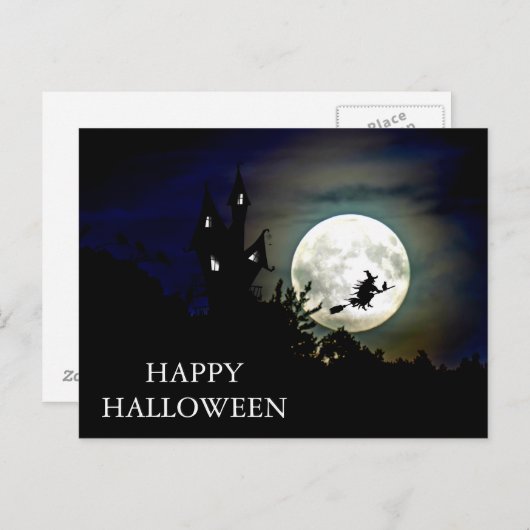 Beängstigende Halloween-Nacht mit Owls Hexe Postka Postkarte (Vorne/Hinten)