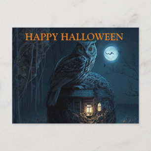 Beängstigende Halloween-Nacht mit Owls Postkarte