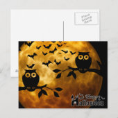 Beängstigende Halloween-Nacht mit Owls Postkarte (Vorne/Hinten)