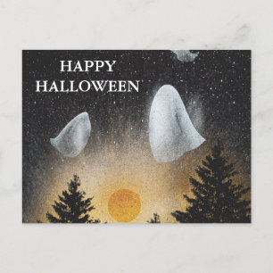 Beängstigende Halloween-Nacht mit Owls-Postkarte Postkarte