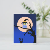 Beängstigende Halloween-Nacht mit Owls-Postkarte Postkarte (Stehend Vorderseite)