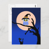 Beängstigende Halloween-Nacht mit Owls-Postkarte Postkarte (Vorne/Hinten)