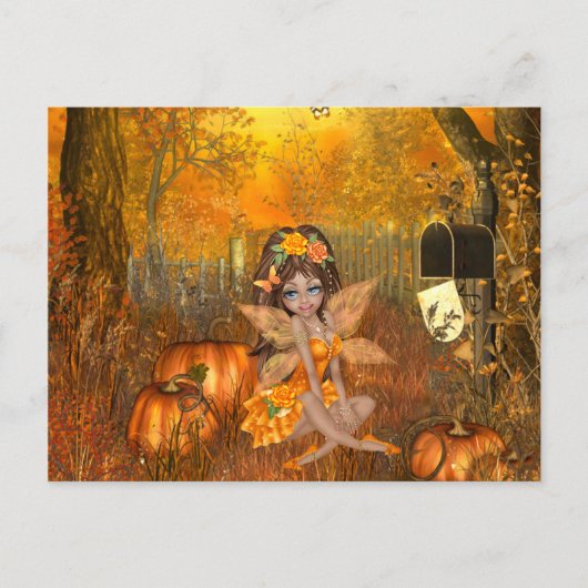 Beängstigende Halloween-Postkarte mit Holzlandeich Postkarte (Vorderseite)