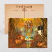 Beängstigende Halloween-Postkarte mit Holzlandeich Postkarte (Vorne/Hinten)