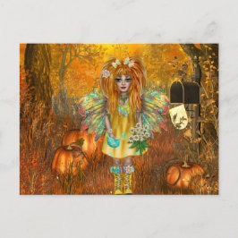 Beängstigende Halloween-Postkarte mit Holzlandeich Postkarte
