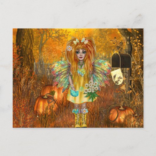 Beängstigende Halloween-Postkarte mit Holzlandeich Postkarte (Vorderseite)