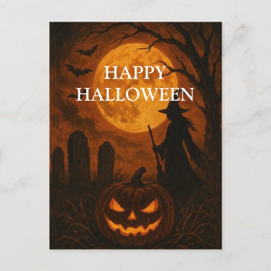 Beängstigende Halloween Pumpkin Hexe Beängstigende Postkarte (Vorderseite)