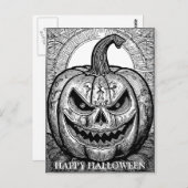 Beängstigende Halloween Pumpkin-Line-Kunst Postkarte (Vorne/Hinten)
