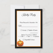 Beängstigende Halloween Pumpkin Wedding RSVP Card Dankeskarte (Vorderseite)