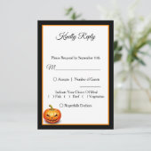 Beängstigende Halloween Pumpkin Wedding RSVP Card Dankeskarte (Stehend Vorderseite)