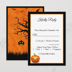 Beängstigende Halloween Pumpkin Wedding RSVP Card Dankeskarte