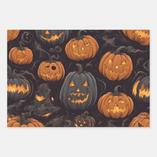 Beängstigende Halloween Pumpkins je Geschenkpapier Set (Vorderseite 3)