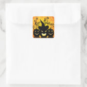 Beängstigende Halloween Pumpkins Quadratischer Aufkleber (Tasche)