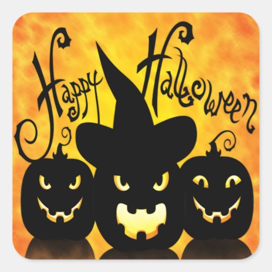 Beängstigende Halloween Pumpkins Quadratischer Aufkleber (Vorderseite)