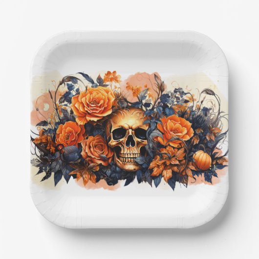 Beängstigende Halloween-Skull-Papier-Teller Pappteller (Vorderseite)
