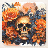 Beängstigende Halloween-Skull-Papier-Untersetzer Rechteckiger Pappuntersetzer (Vorderseite)