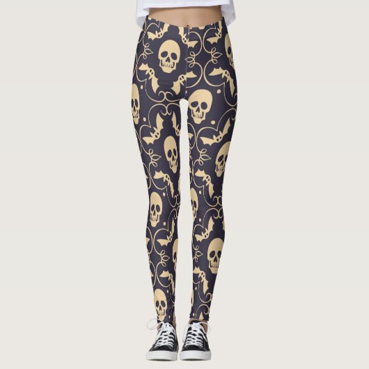 Beängstigende Halloween Skulls Muster Leggings (Vorderseite)