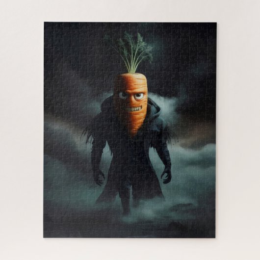 Beängstigende Halloweenkarotte. Puzzle (Vertikal)