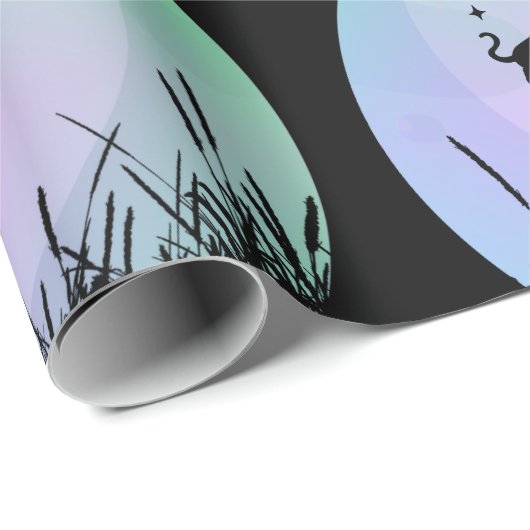 Beängstigende Hexe auf einem Besenstiel mit Katze Geschenkpapier (Rolleneckpunkt)