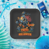 Beängstigende Hexe auf einem Brotpapier-Teller Pappteller (Party)