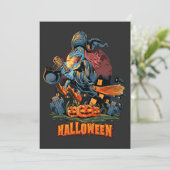 Beängstigende Hexe auf einem Zimmer Einladung (Stehend Vorderseite)