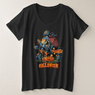 Beängstigende Hexe auf einem Zimmer Große Größe T-Shirt