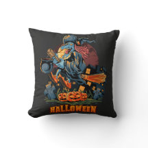 Beängstigende Hexe auf einem Zimmer